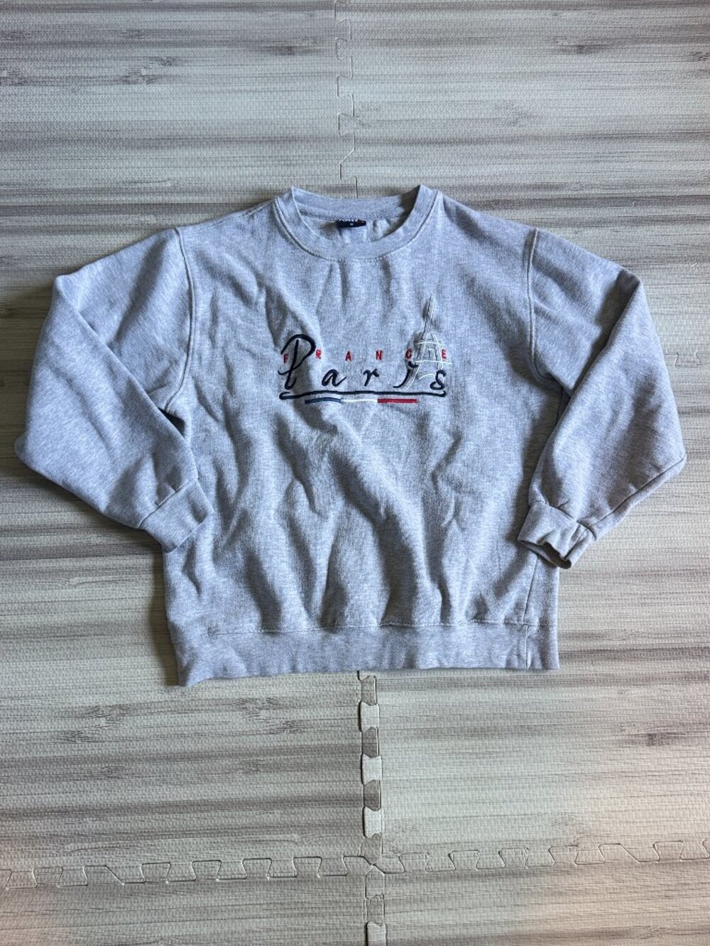 Vintage MNF Paris France Gray Embroidered Sweatshirt